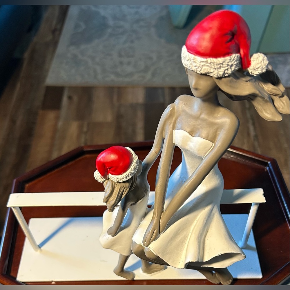 Mikasa Mother & Daughter collectible Holiday Figurine with Santa Hats